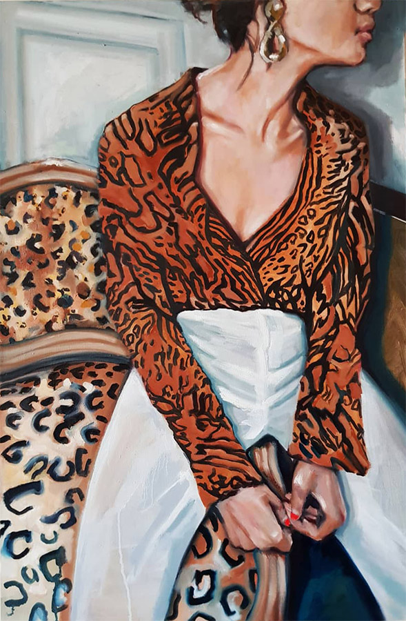 “Cheetah Pattern” OIL PAINTING OVER 2D CANVAS, MEASURES: 24X36″, YEAR: 2019